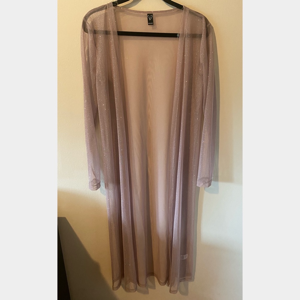 Shimmery Nude Duster/Long Cardigan